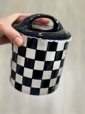 Potter’s studio Black & White Checkered Ceramic Canister with Lid